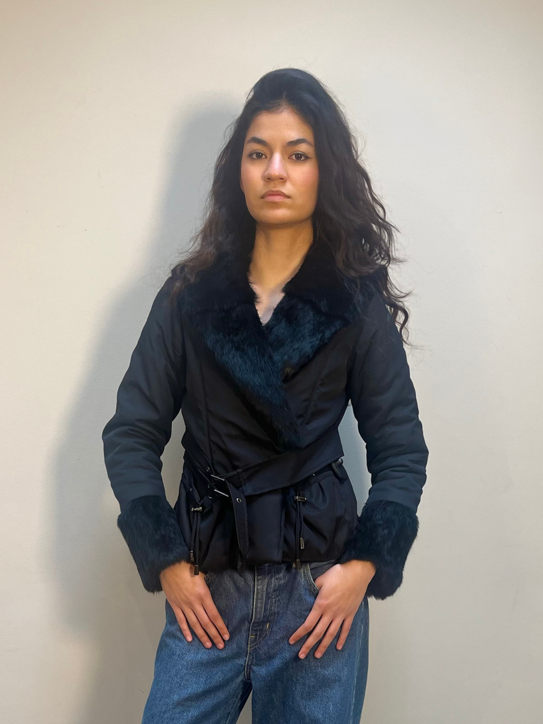 Christian Dior Jacket Black Fur Collar