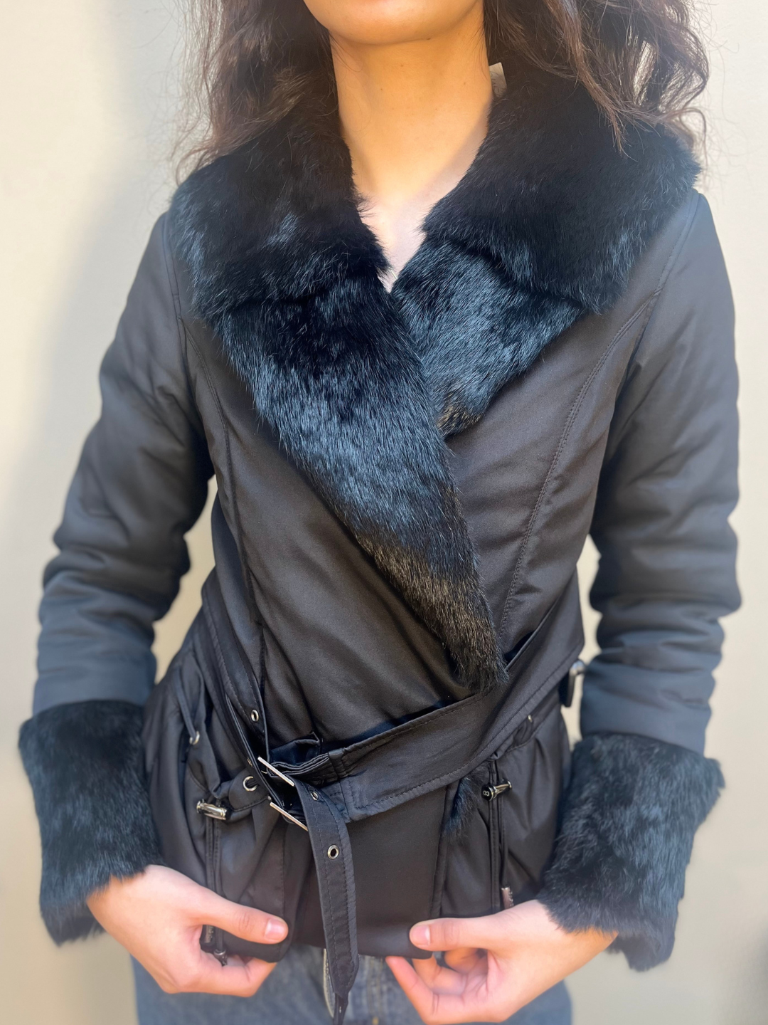 Christian Dior Jacket Black Fur Collar