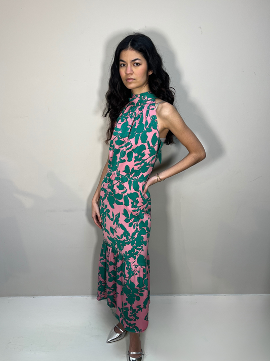 ME + EM Long Dress Pink & Green