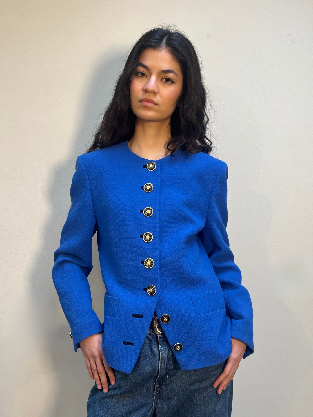 Louis Feraud Blazer Royal Blue Gold Buttons