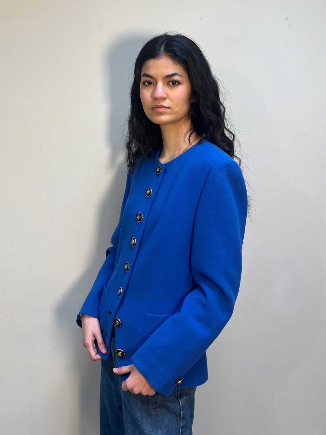 Louis Feraud Blazer Royal Blue Gold Buttons