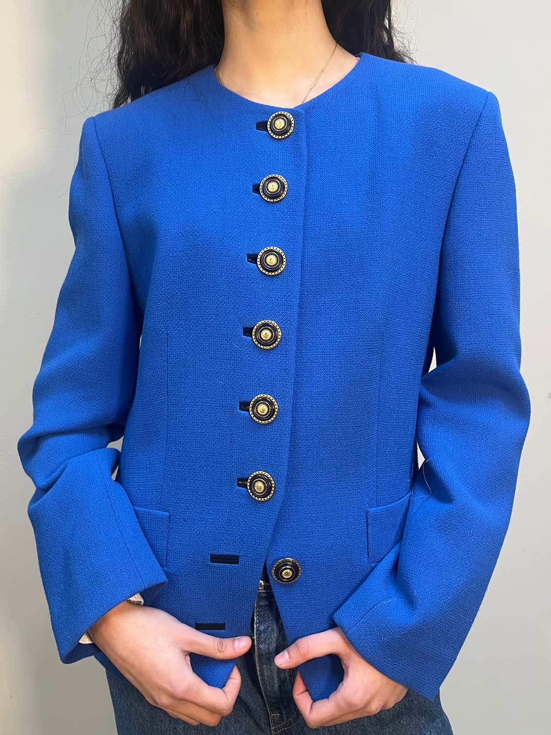 Louis Feraud Blazer Royal Blue Gold Buttons