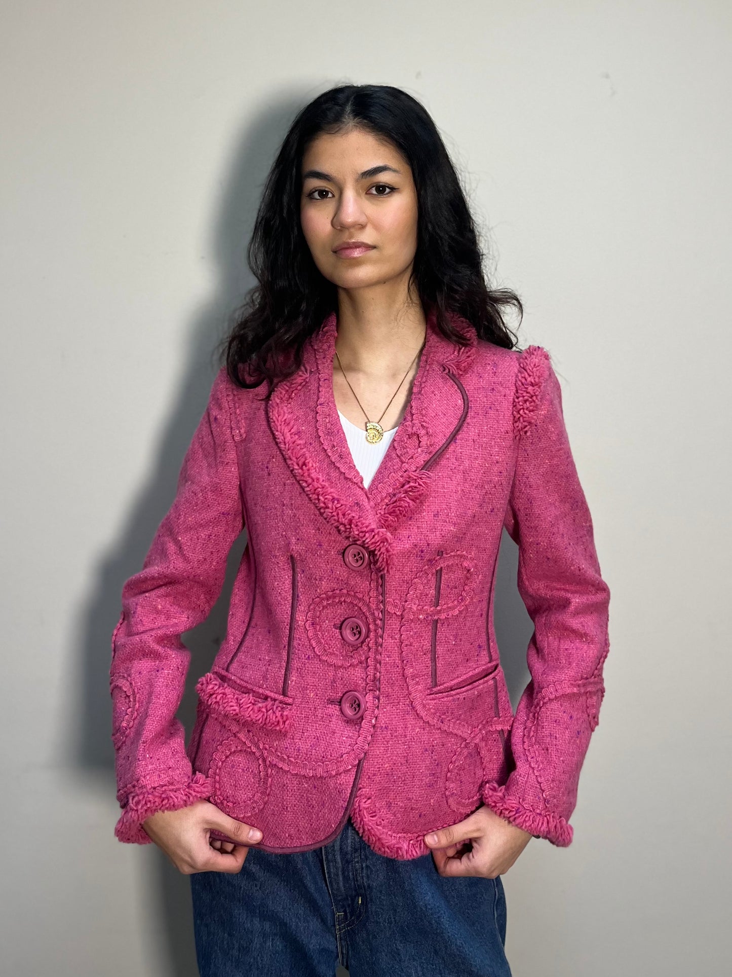 Moschino Pink Tweed Blazer