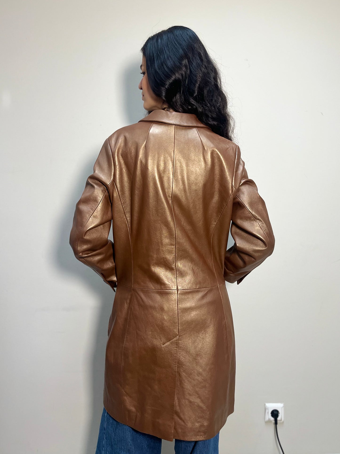 Laurèl Leather Coat Metallic Bronze