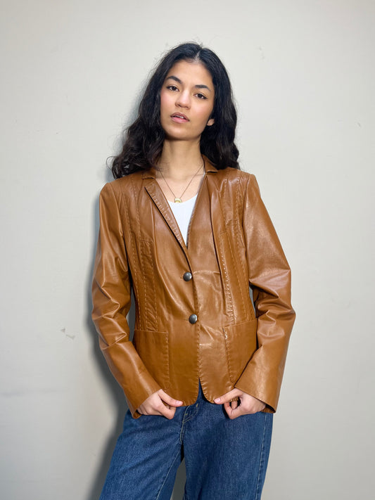 Laurèl Leather Cognac Tailored blazer